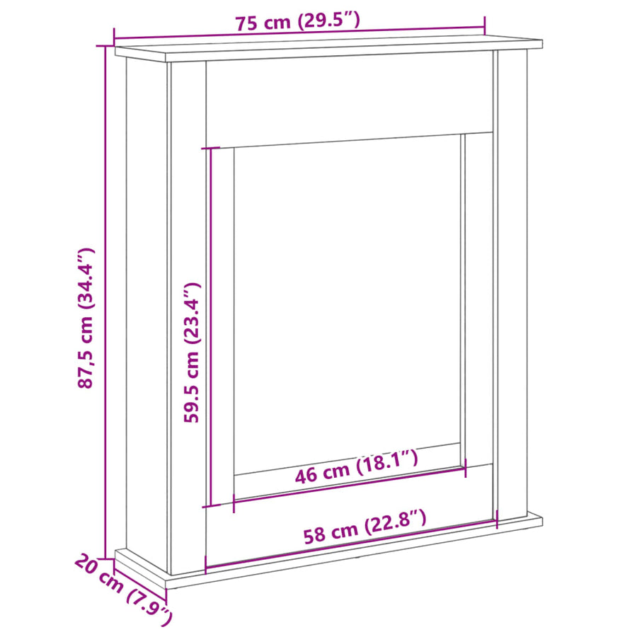 Haardombouw 75x20x87,5 cm bewerkt hout bruin eikenkleurig