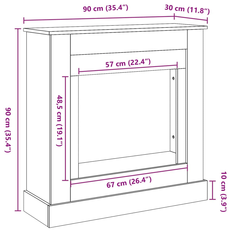 Haardombouw 90x30x90 cm bewerkt hout artisanaal eikenkleurig
