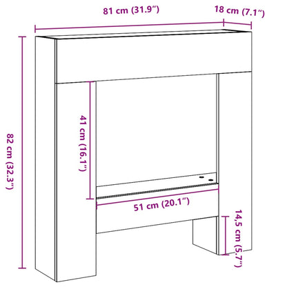 Haardombouw 81x18x82 cm bewerkt hout artisanaal eikenkleurig