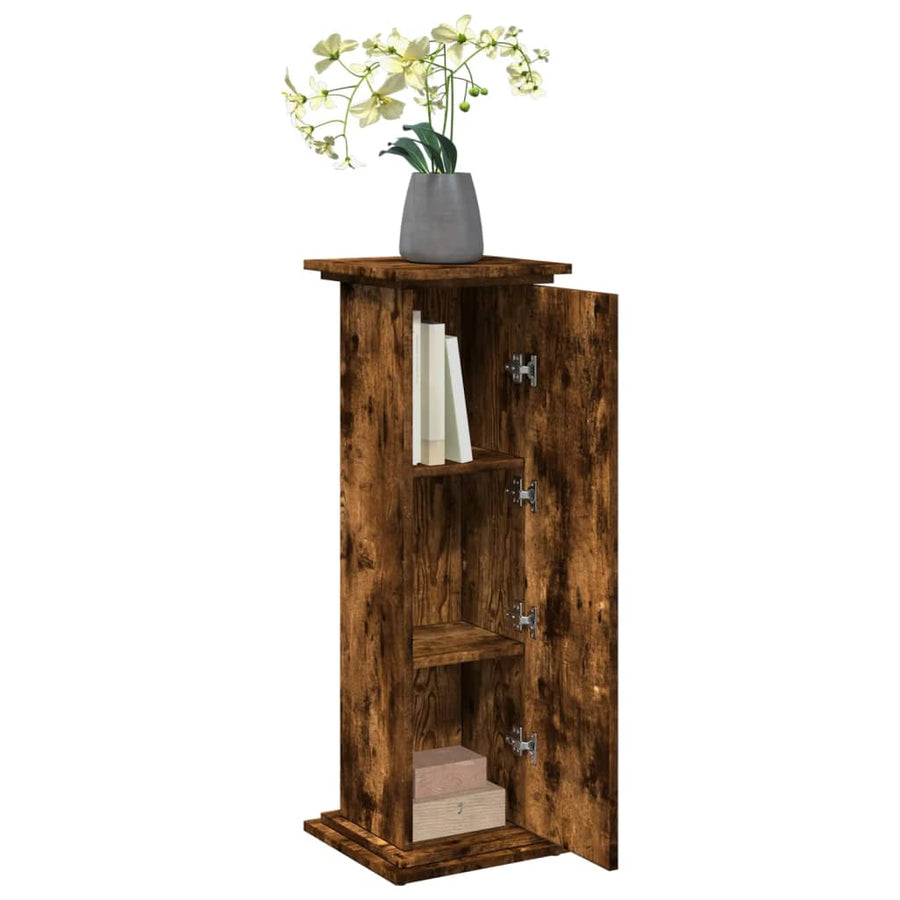 Sokkel met opbergruimte 31x30x90 cm bewerkt hout gerookt eiken