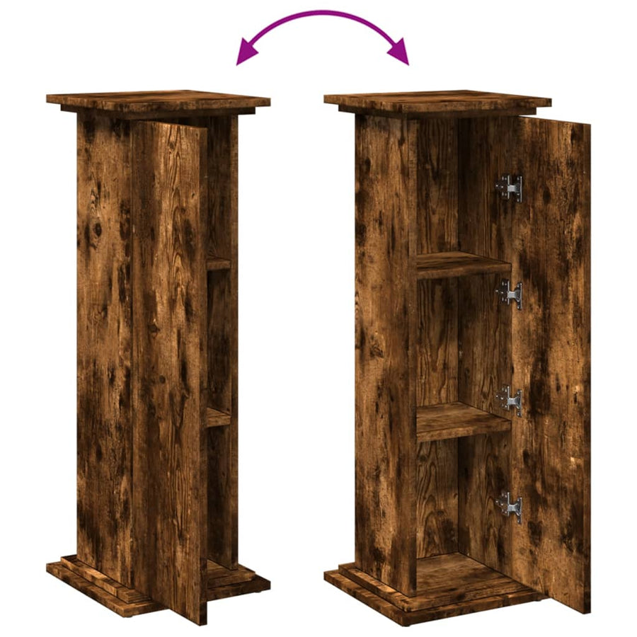 Sokkel met opbergruimte 31x30x90 cm bewerkt hout gerookt eiken