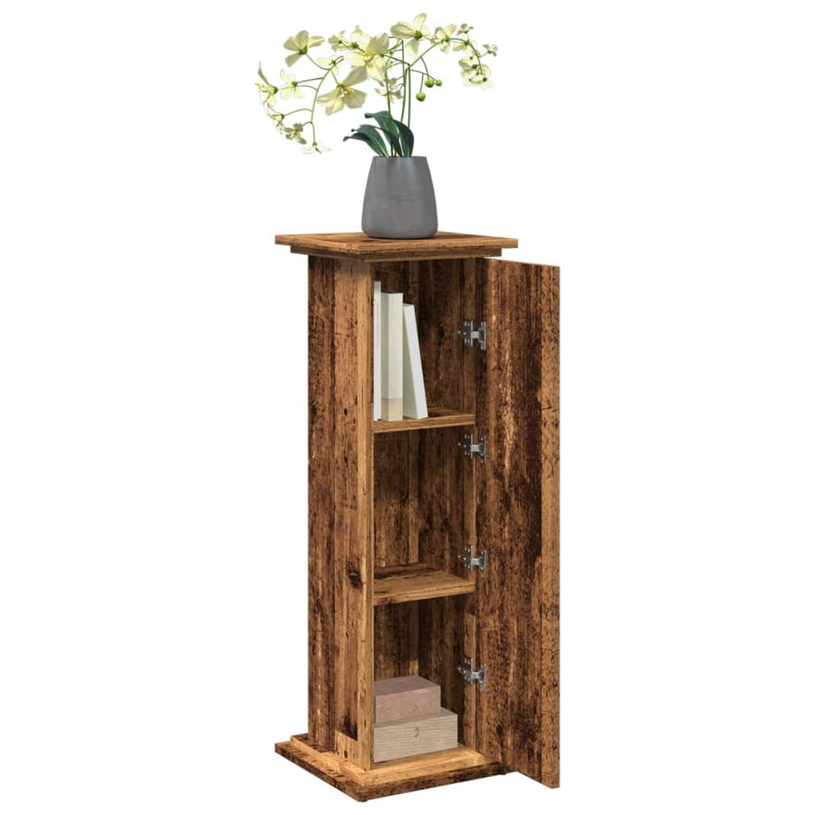 Sokkel met opbergruimte 31x30x90 cm bewerkt hout oud houtkleur
