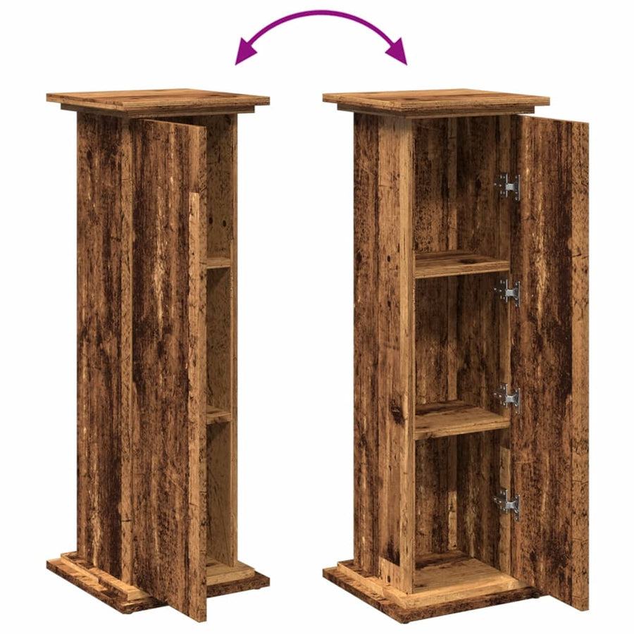 Sokkel met opbergruimte 31x30x90 cm bewerkt hout oud houtkleur