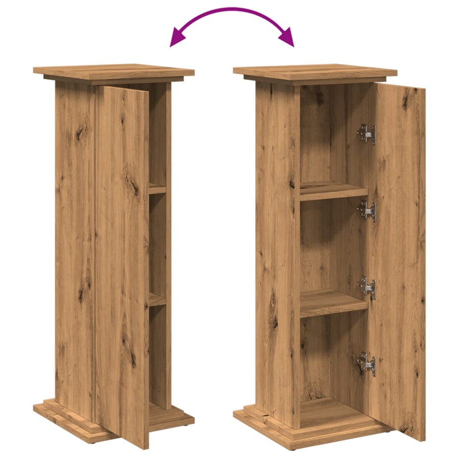 Sokkel met opbergruimte 31x30x90 cm hout artisanaal eikenkleur