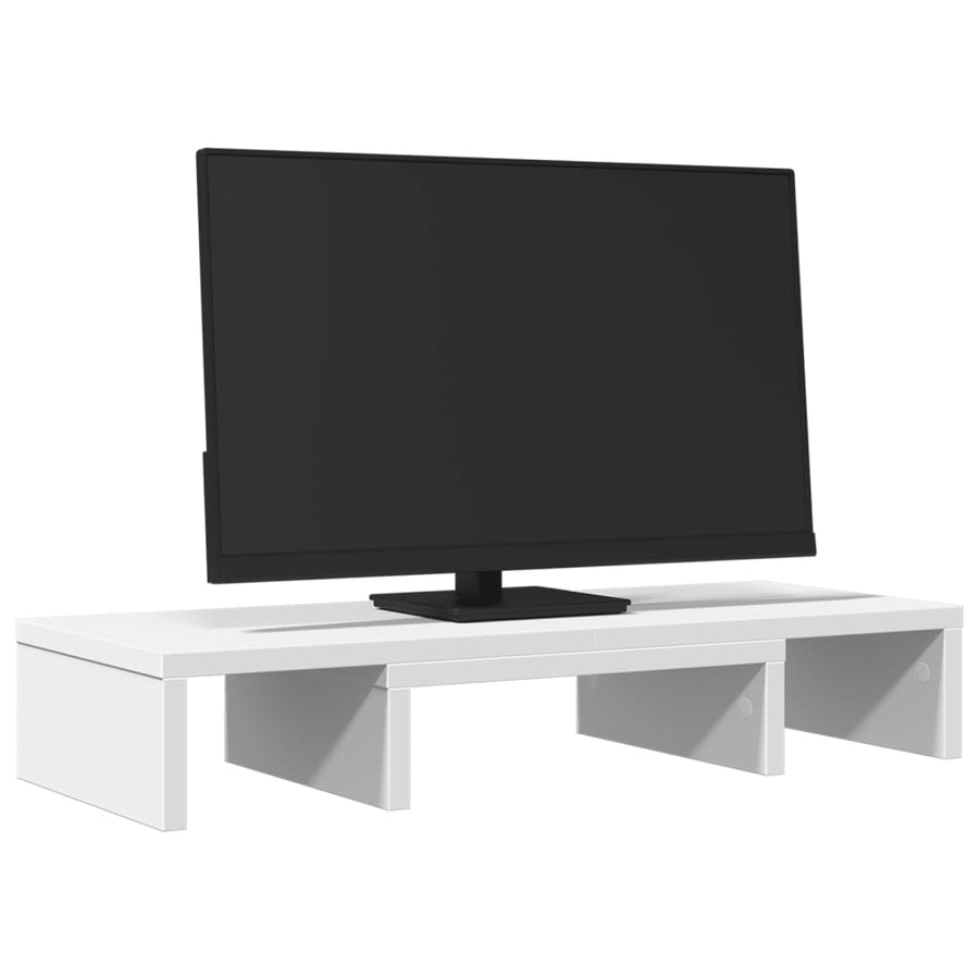 Monitorstandaard verstelbaar 60x24x10,5 cm bewerkt hout wit