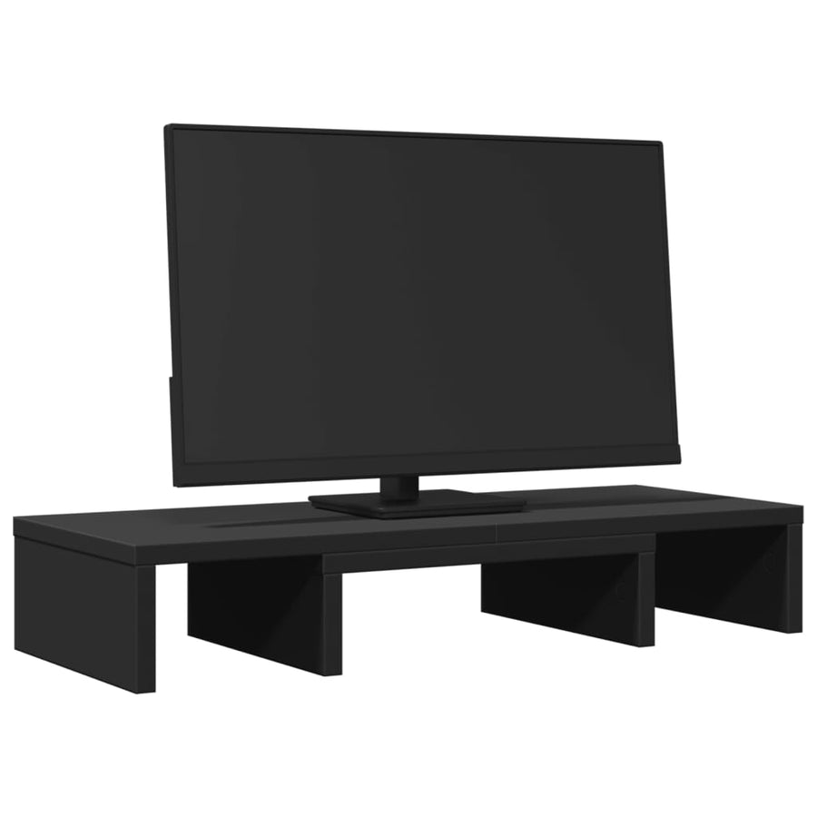 Monitorstandaard verstelbaar 60x24x10,5 cm bewerkt hout zwart