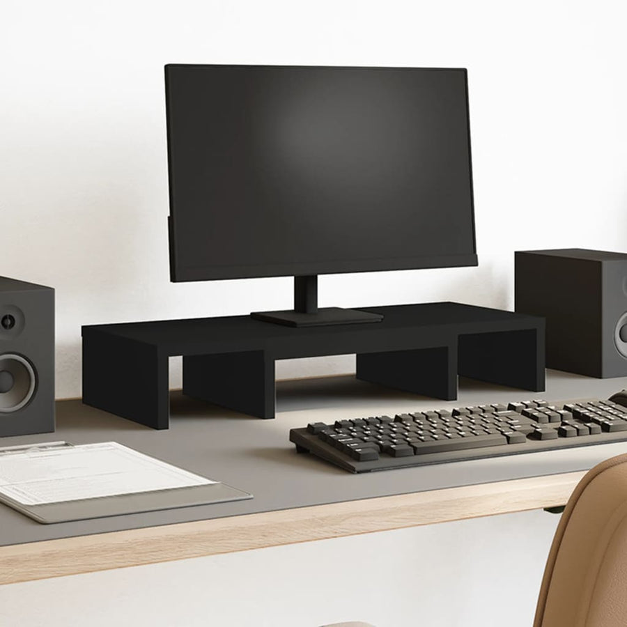 Monitorstandaard verstelbaar 60x24x10,5 cm bewerkt hout zwart