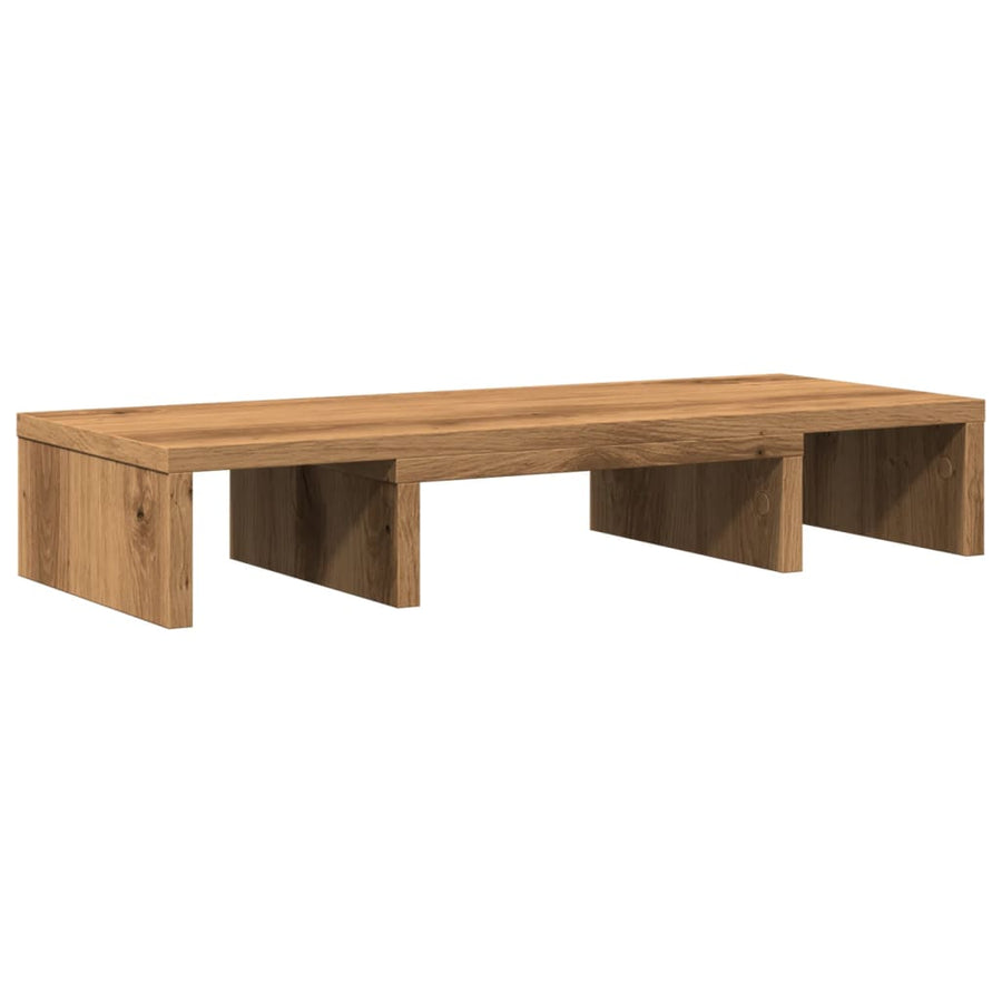 Monitorstandaard verstelbaar 60x24x10,5cm hout artisanaal eiken