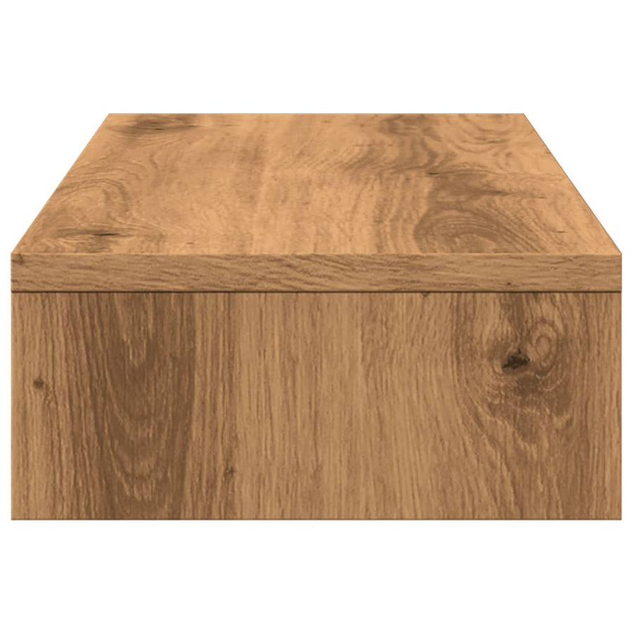 Monitorstandaard verstelbaar 60x24x10,5cm hout artisanaal eiken