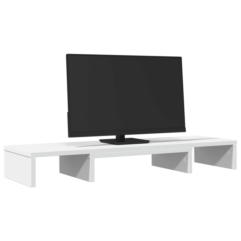 Monitorstandaard verstelbaar 80x24x10,5 cm bewerkt hout wit