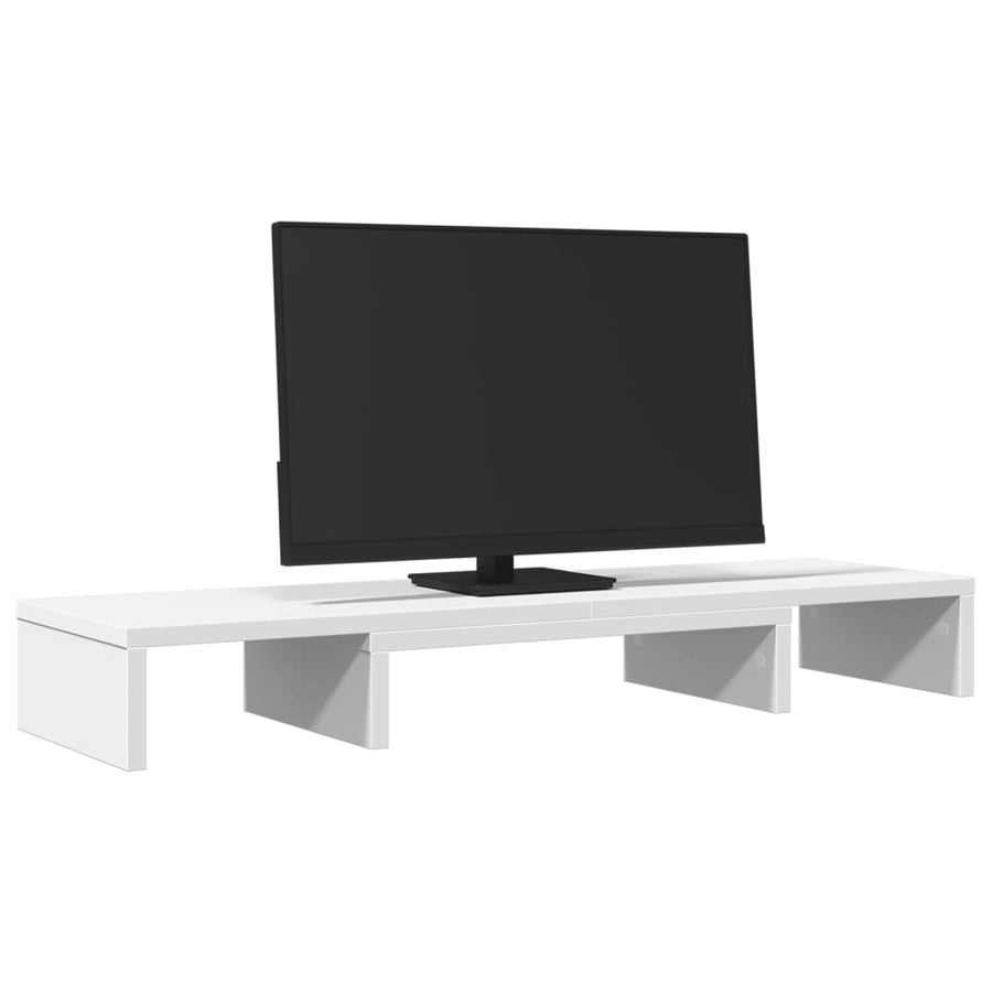 Monitorstandaard verstelbaar 80x24x10,5 cm bewerkt hout wit