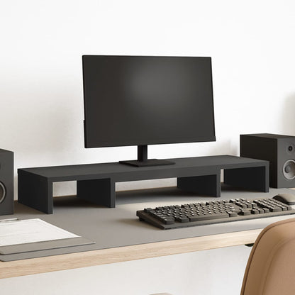 Monitorstandaard verstelbaar 80x24x10,5 cm bewerkt hout zwart