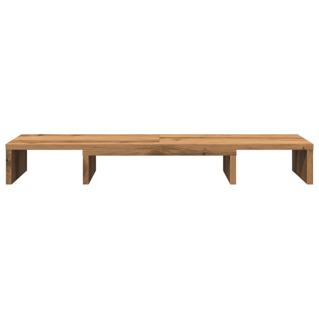 Monitorstandaard verstelbaar 80x24x10,5cm hout artisanaal eiken