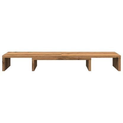 Monitorstandaard verstelbaar 80x24x10,5cm hout artisanaal eiken