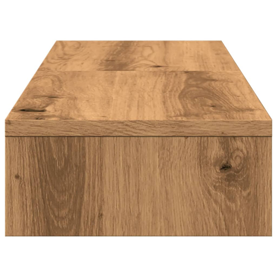 Monitorstandaard verstelbaar 80x24x10,5cm hout artisanaal eiken