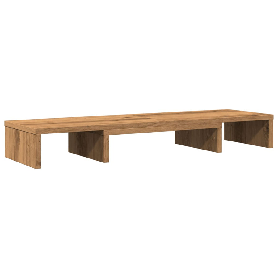 Monitorstandaard verstelbaar 80x24x10,5cm hout artisanaal eiken