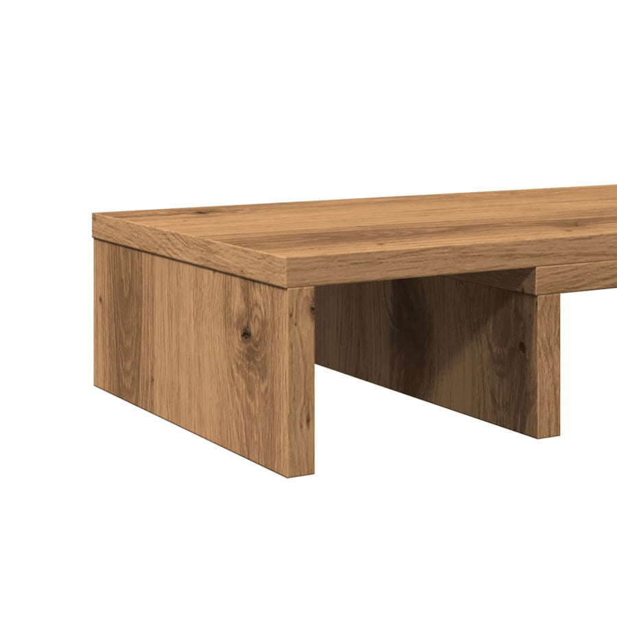 Monitorstandaard verstelbaar 80x24x10,5cm hout artisanaal eiken