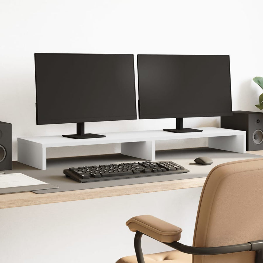 Monitorstandaard 100x27x10 cm bewerkt hout wit