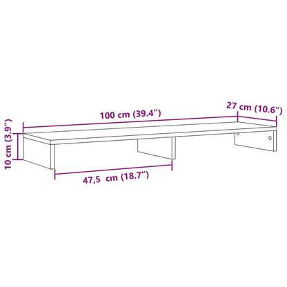 Monitorstandaard 100x27x10 cm bewerkt hout sonoma eikenkleurig