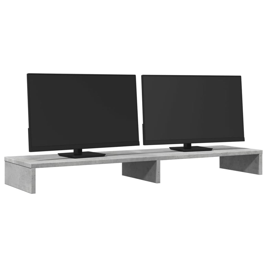 Monitorstandaard 100x27x10 cm bewerkt hout betongrijs