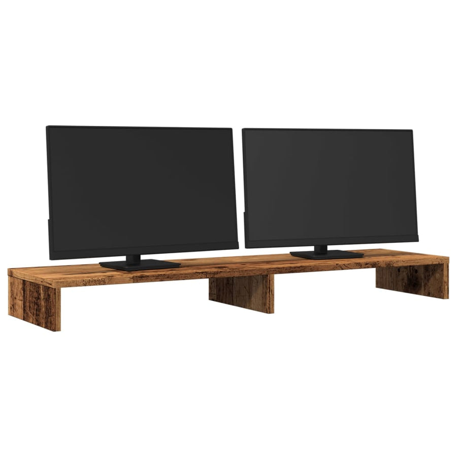Monitorstandaard 100x27x10 cm bewerkt hout oud houtkleurig