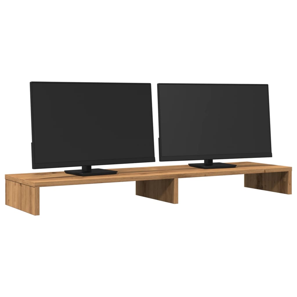 Monitorstandaard 100x27x10 cm bewerkt hout artisanaal eiken