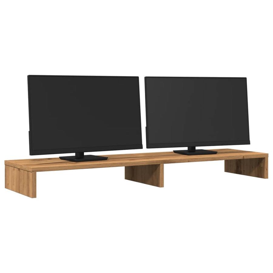 Monitorstandaard 100x27x10 cm bewerkt hout artisanaal eiken