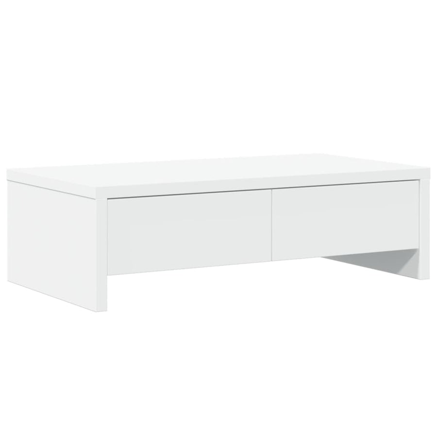 Monitorstandaard met lades 50x27x15 cm bewerkt hout wit