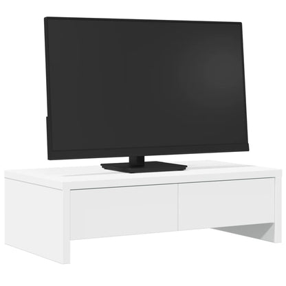 Monitorstandaard met lades 50x27x15 cm bewerkt hout wit