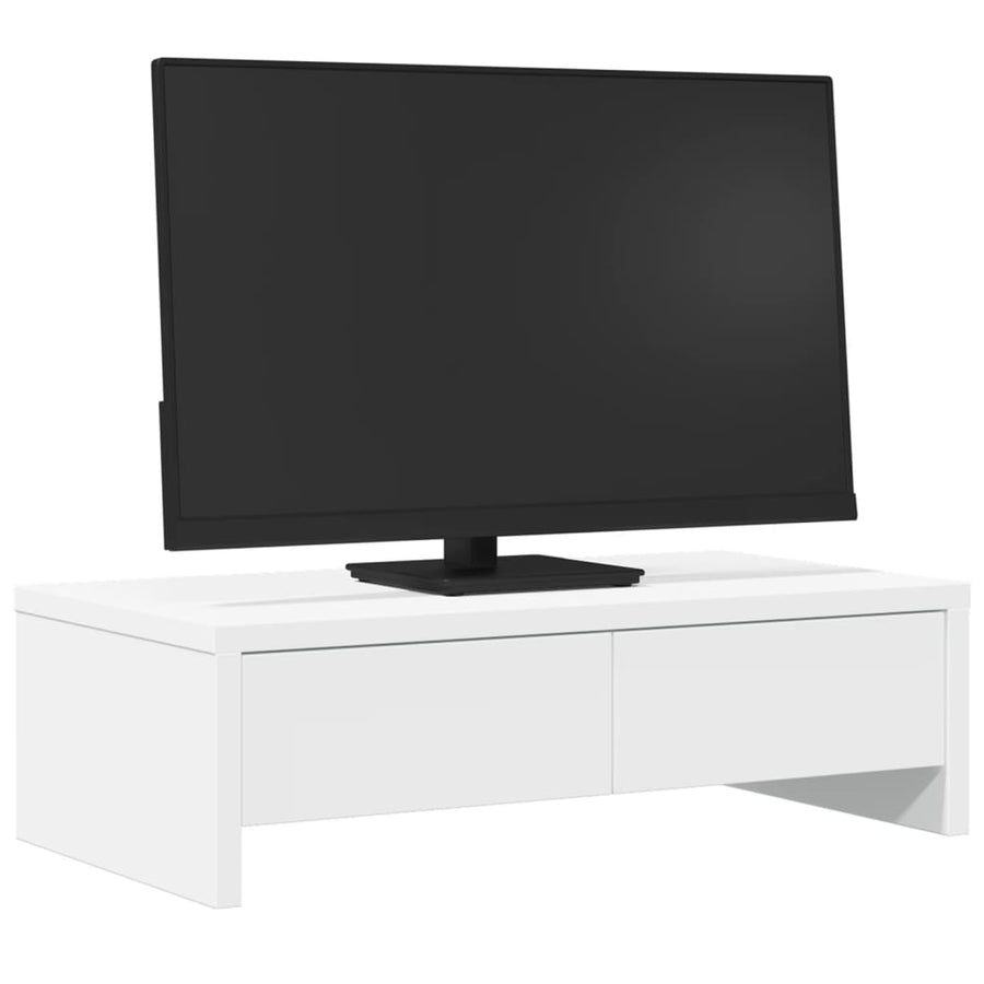 Monitorstandaard met lades 50x27x15 cm bewerkt hout wit