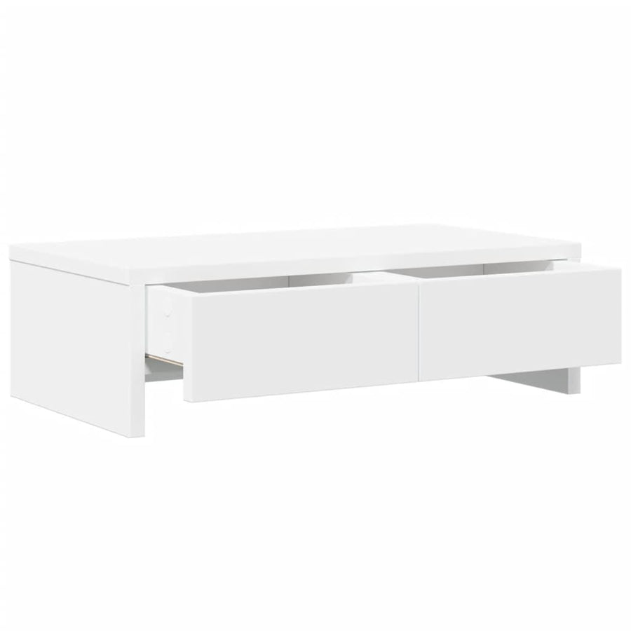 Monitorstandaard met lades 50x27x15 cm bewerkt hout wit