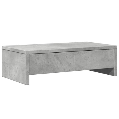 Monitorstandaard met lades 50x27x15 cm bewerkt hout betongrijs