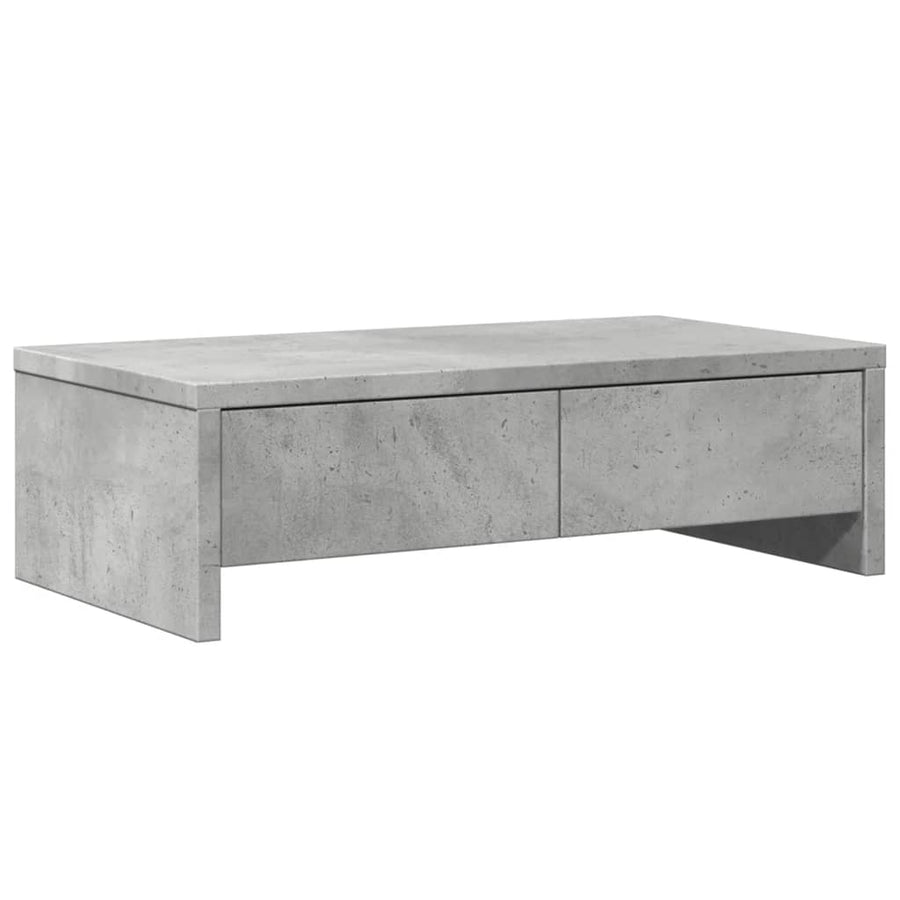 Monitorstandaard met lades 50x27x15 cm bewerkt hout betongrijs