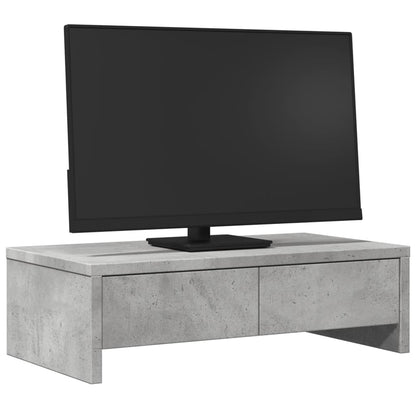 Monitorstandaard met lades 50x27x15 cm bewerkt hout betongrijs