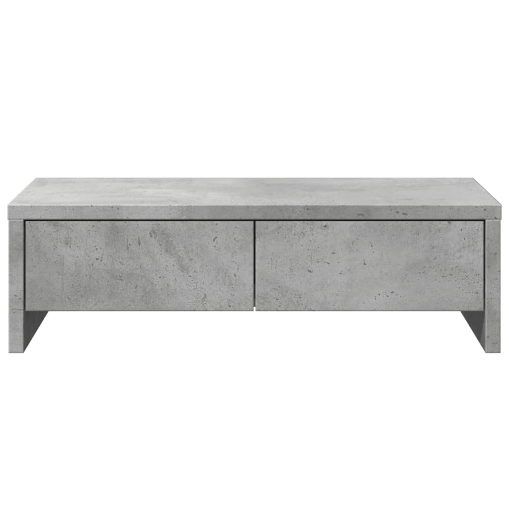 Monitorstandaard met lades 50x27x15 cm bewerkt hout betongrijs