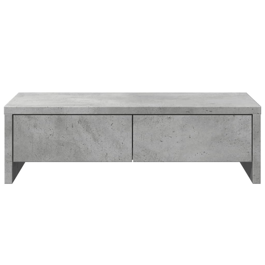 Monitorstandaard met lades 50x27x15 cm bewerkt hout betongrijs