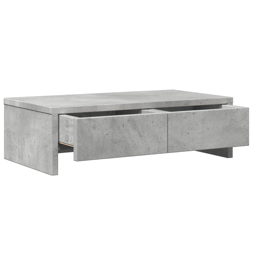 Monitorstandaard met lades 50x27x15 cm bewerkt hout betongrijs
