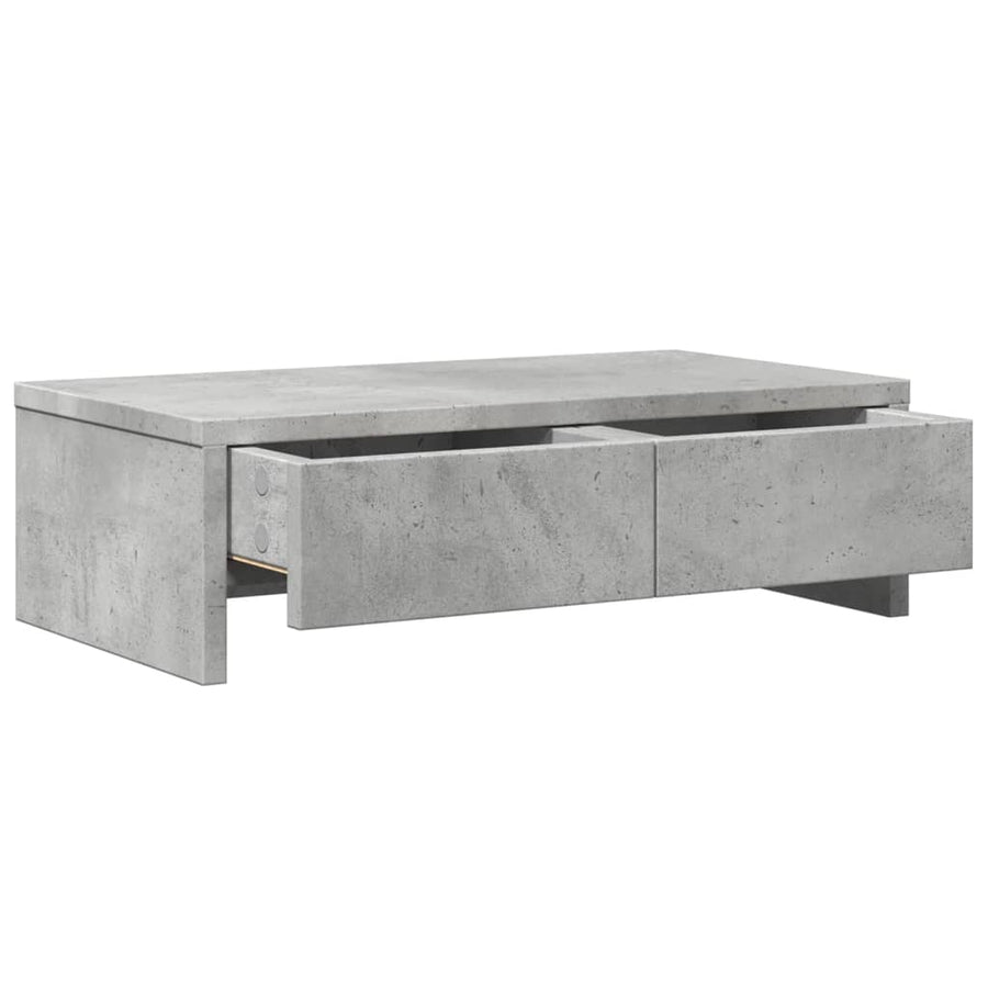 Monitorstandaard met lades 50x27x15 cm bewerkt hout betongrijs