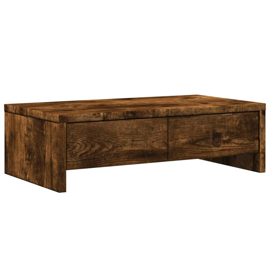 Monitorstandaard met lades 50x27x15 cm hout gerookt eikenkleur