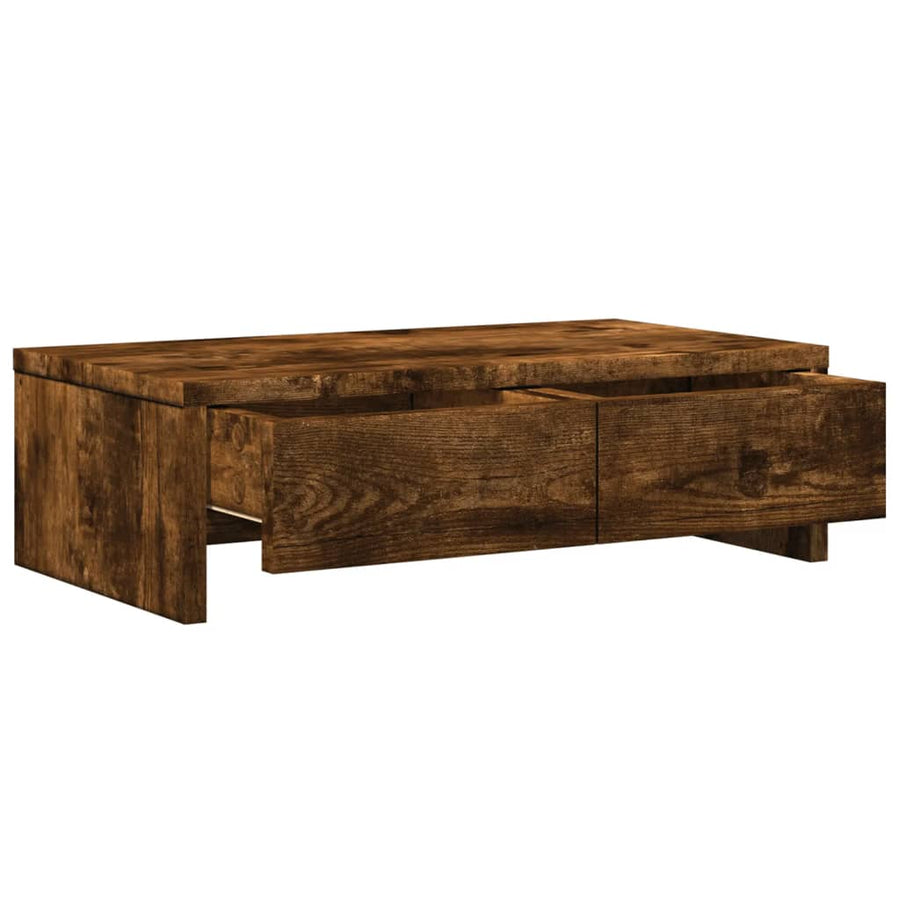 Monitorstandaard met lades 50x27x15 cm hout gerookt eikenkleur