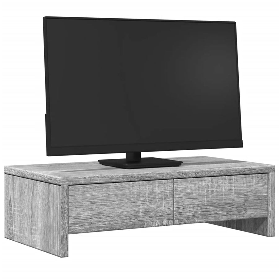 Monitorstandaard met lades 50x27x15 cm hout grijs sonoma eiken