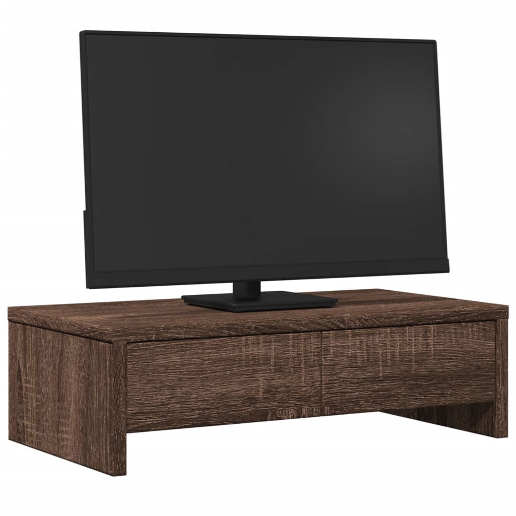 Monitorstandaard met lades 50x27x15 cm hout bruin eikenkleurig