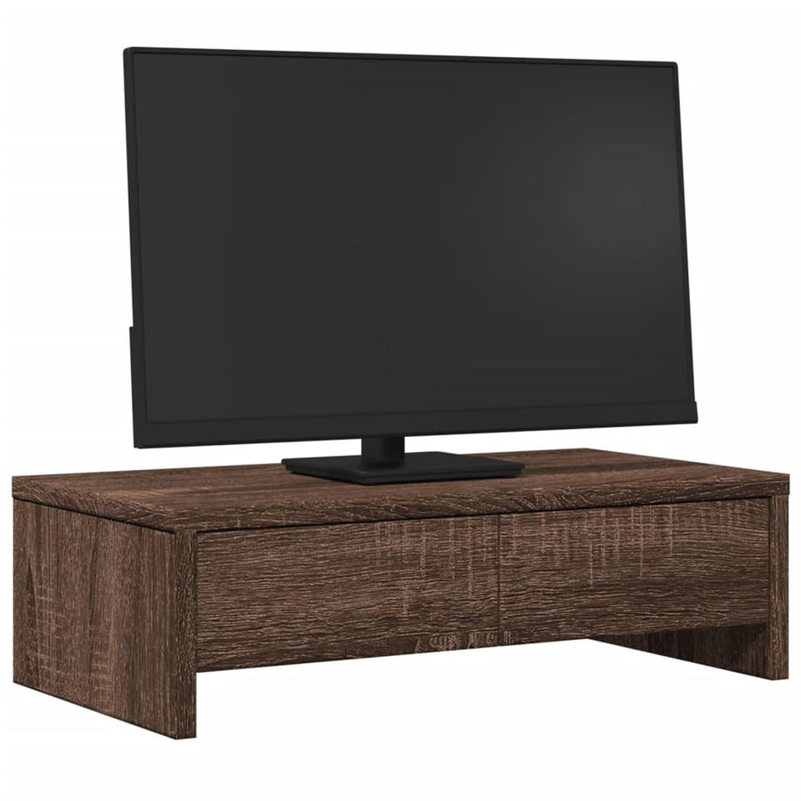 Monitorstandaard met lades 50x27x15 cm hout bruin eikenkleurig