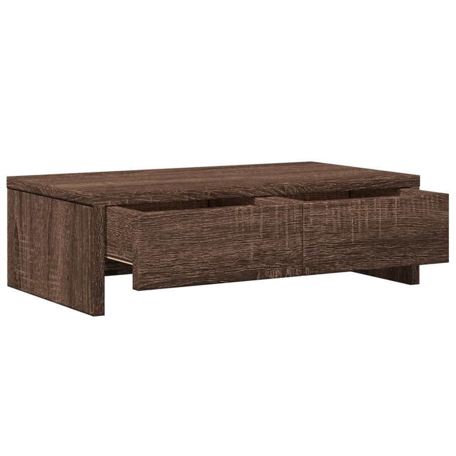 Monitorstandaard met lades 50x27x15 cm hout bruin eikenkleurig