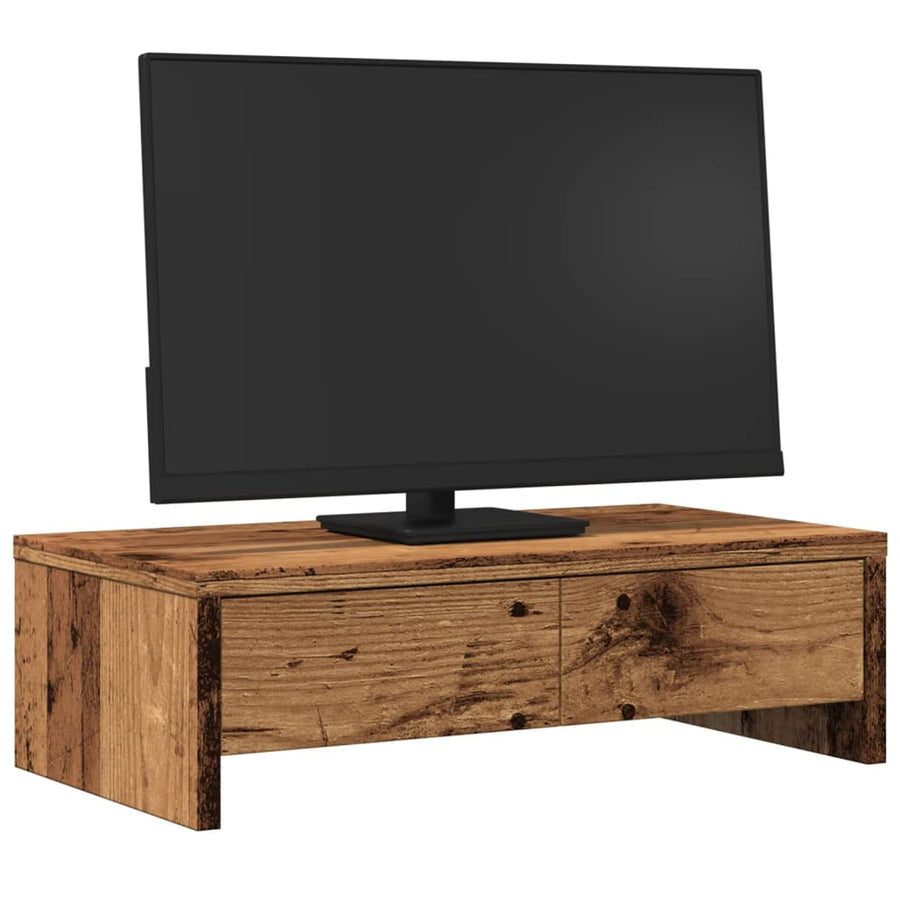 Monitorstandaard met lades 50x27x15 cm bewerkt hout oud hout