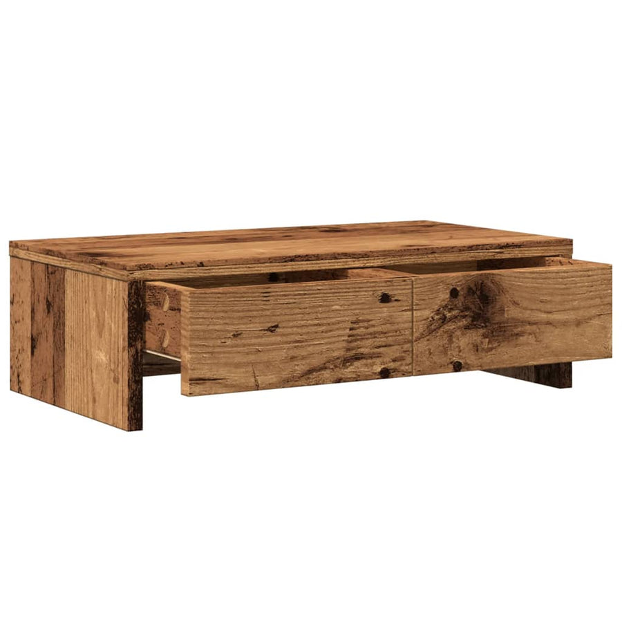 Monitorstandaard met lades 50x27x15 cm bewerkt hout oud hout
