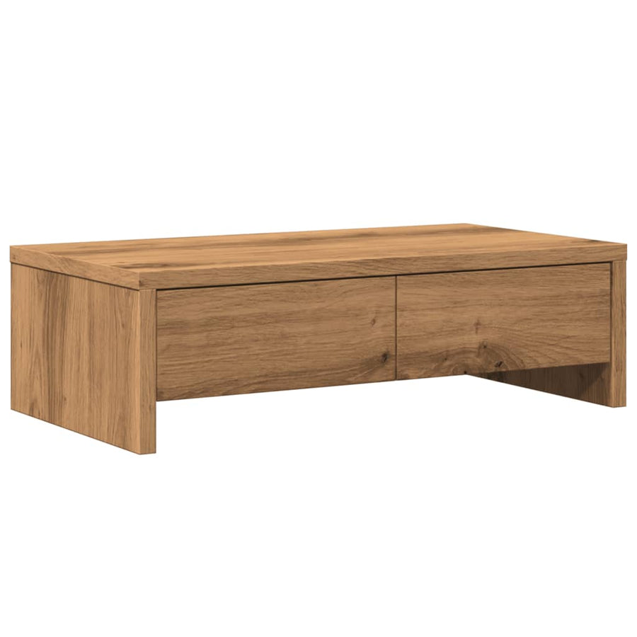Monitorstandaard met lades 50x27x15 cm hout artisanaal eiken