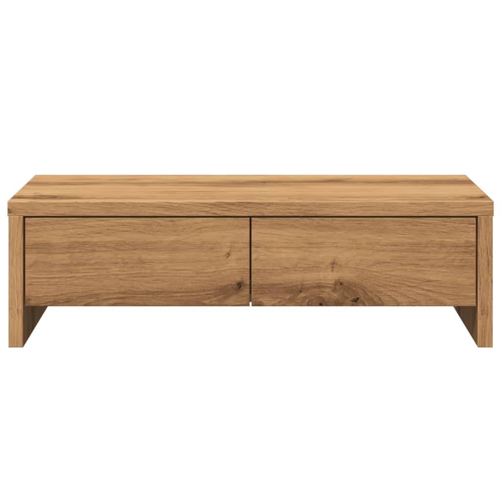 Monitorstandaard met lades 50x27x15 cm hout artisanaal eiken