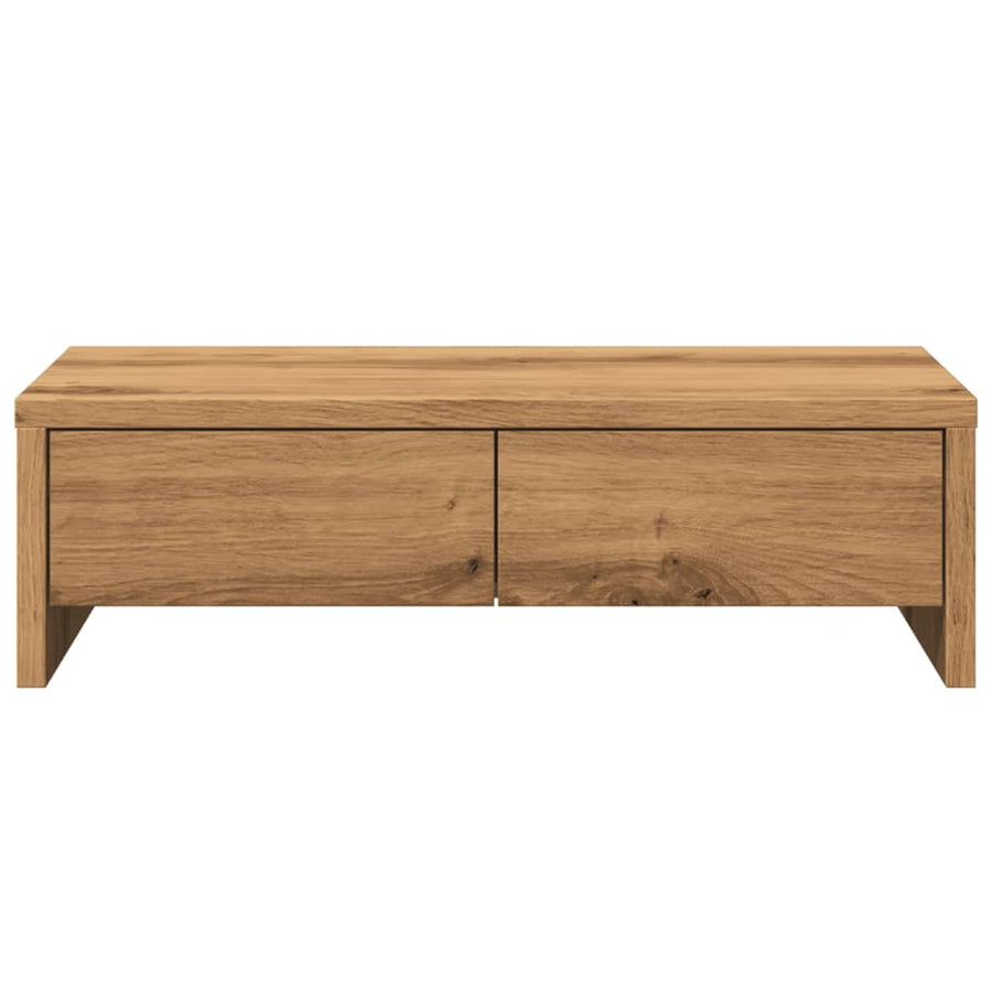 Monitorstandaard met lades 50x27x15 cm hout artisanaal eiken