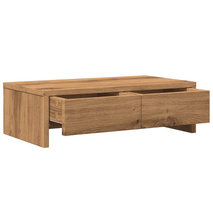 Monitorstandaard met lades 50x27x15 cm hout artisanaal eiken